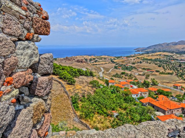 View from Molyvos Castle to Eftalou