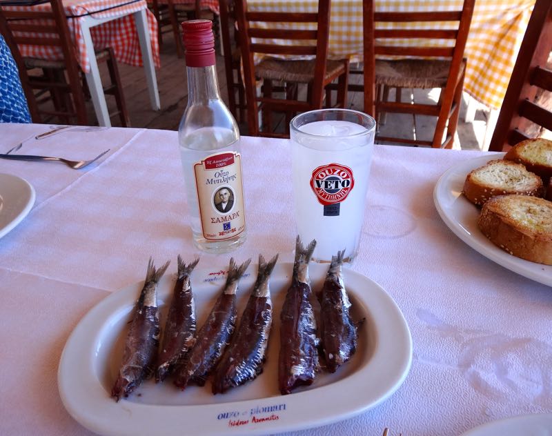 Sardeles pastes and ouzo