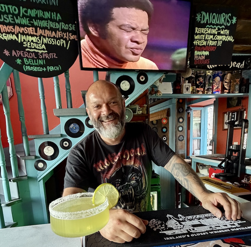 Matt Barrett at Molly's Bar in Molyvos