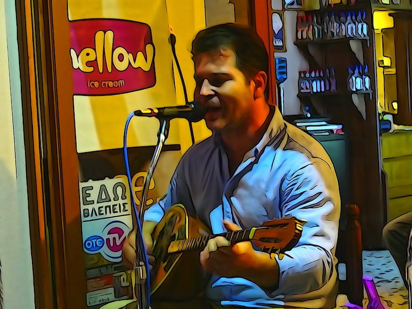 Live bouzoukia, rembetika, Vatousa, Lesvos